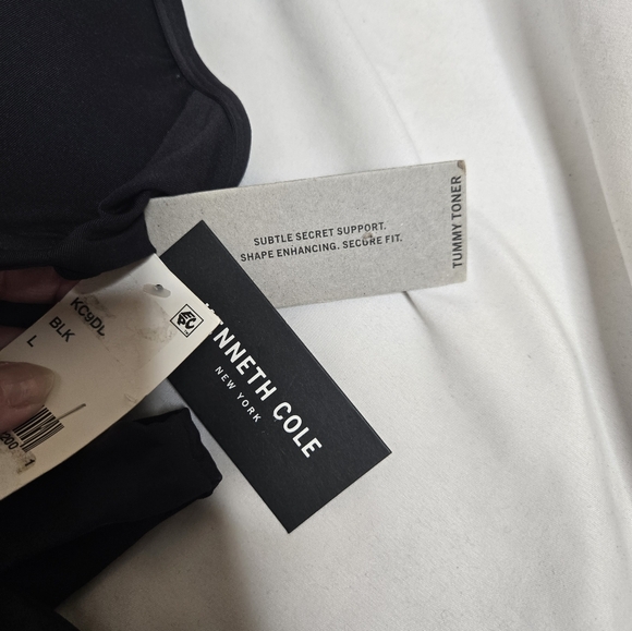 NEW Kenneth Cole black cut out tummy control push up‎ one piece swimsuit  L - Picture 6 of 11